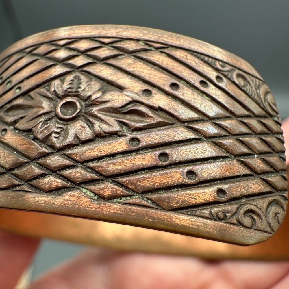 Lot of 2 VTG Copper Cuff Bracelets Adjustable Modernist & Boho Styles - Picture 8 of 13